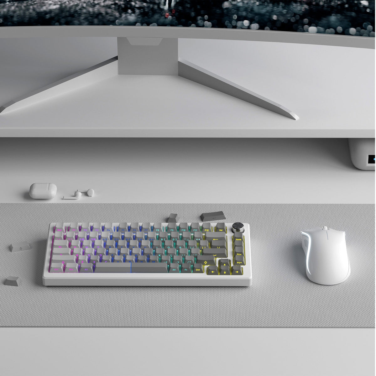 Gradient PBT keycap set with side-printed cherry profile, for 121-key keyboards