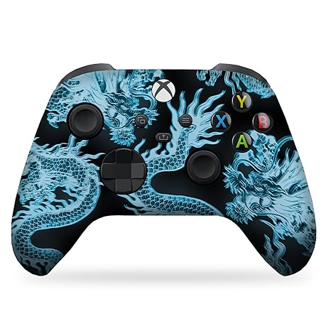 Xbox Series X/S controller with blue dragon hydrographic print