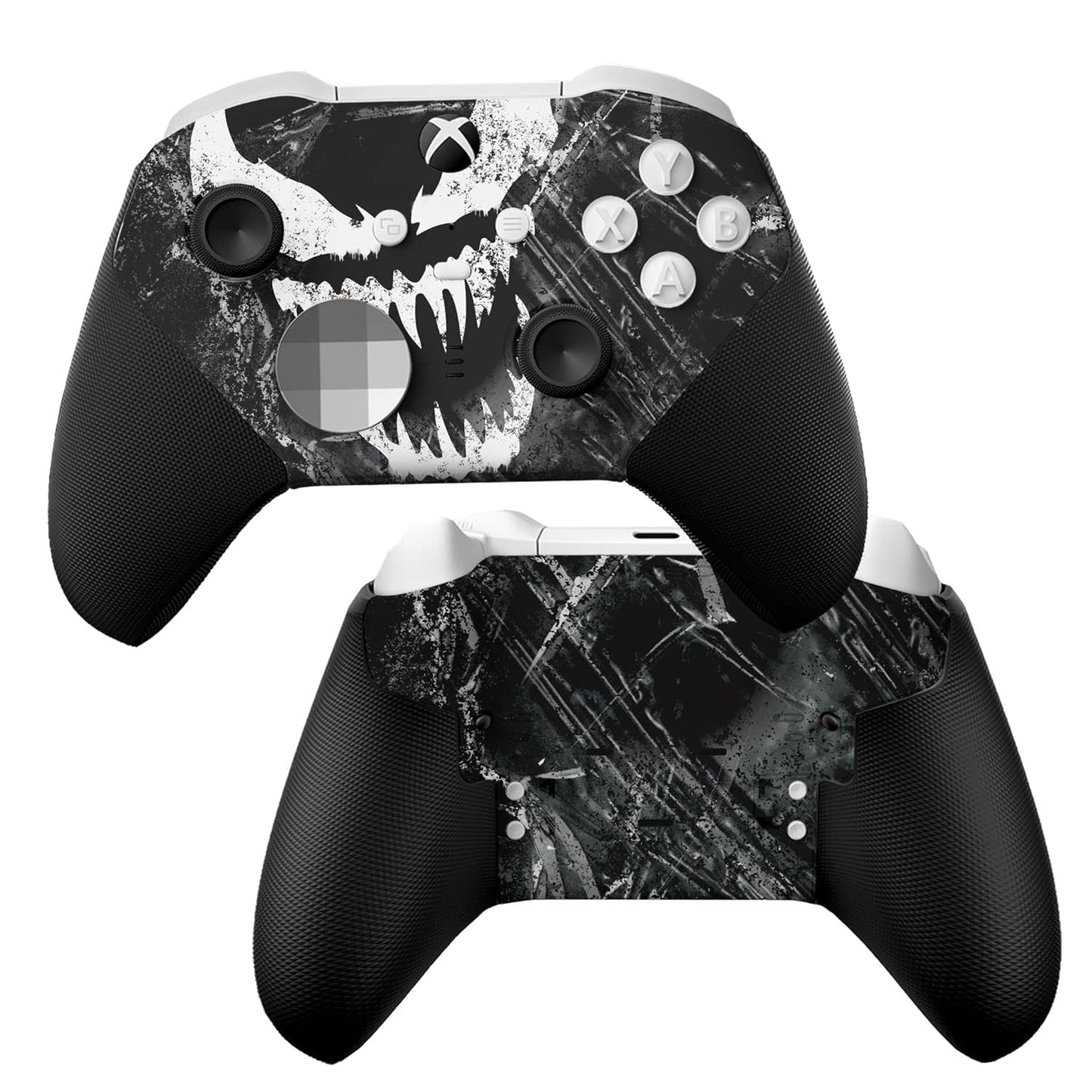 Xbox Elite Series 2 Core game controller with black and white hydrodip front skull design