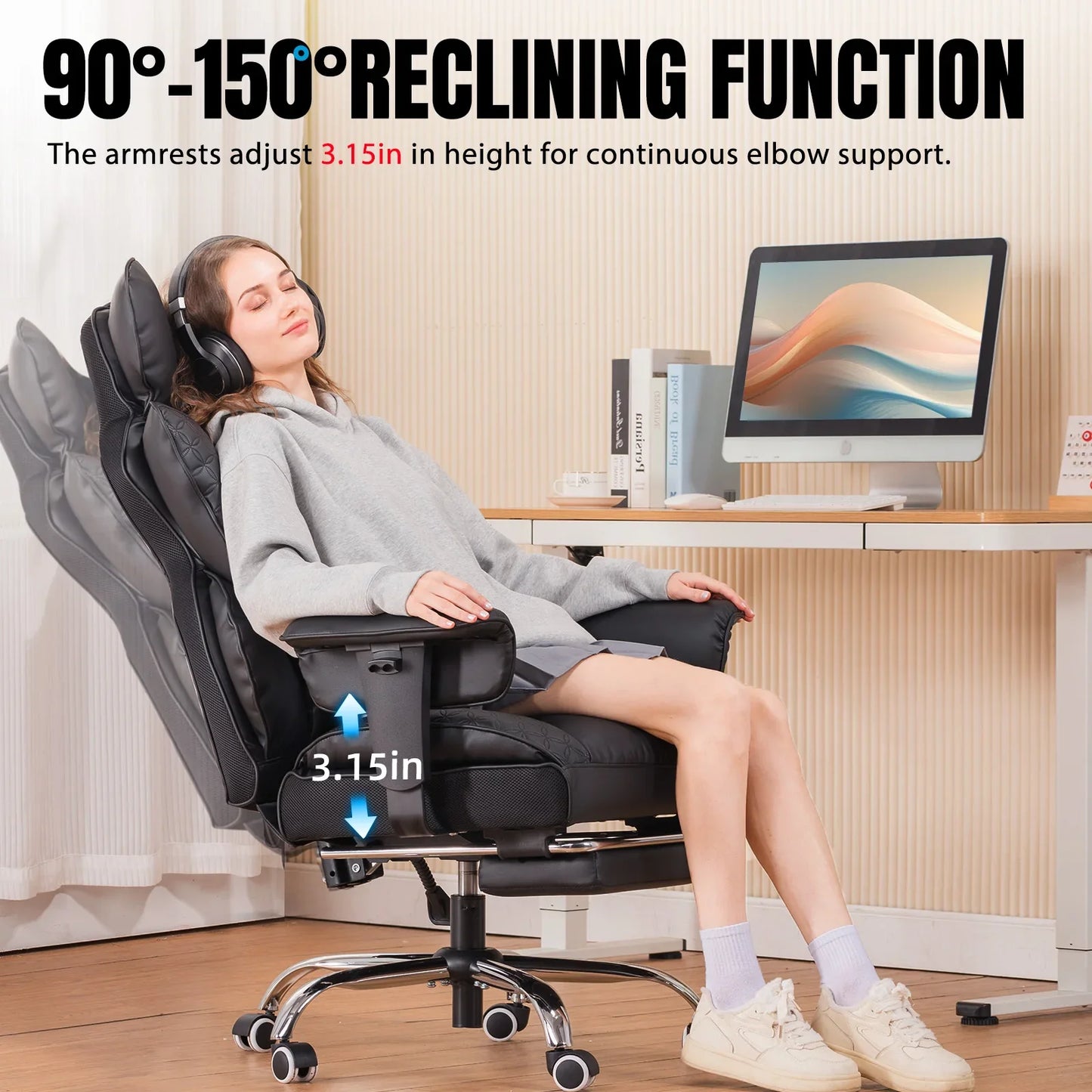 Moktan Sabai Ergo Leather Chair with Footrest