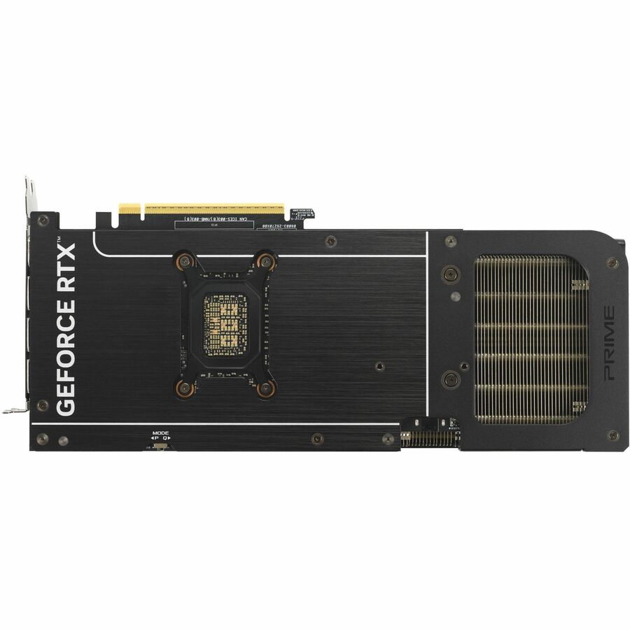 ASUS GeForce RTX graphics card backplate with exposed cooling elements and memory area