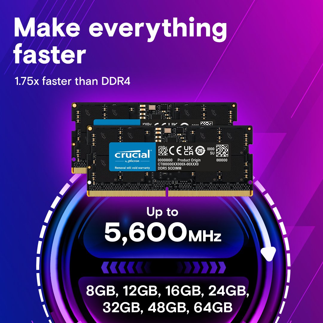 Crucial CT2K64G56C46S5 128GB Kit (64GBx2) DDR5-5600 SODIMM Memory