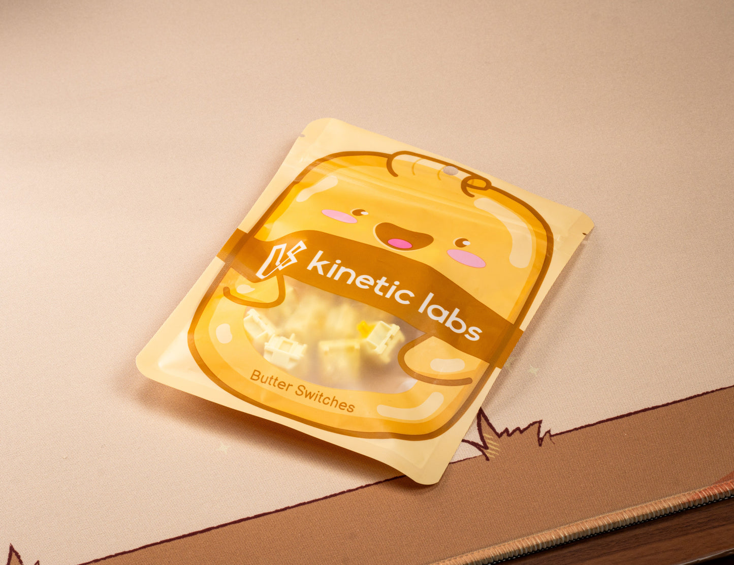 Butter Switches sample pouch by Kinetic labs with cat graphic