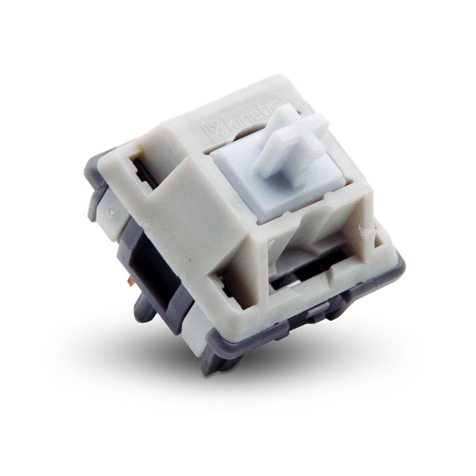Husky linear switch with white housing and light-blue cross stem