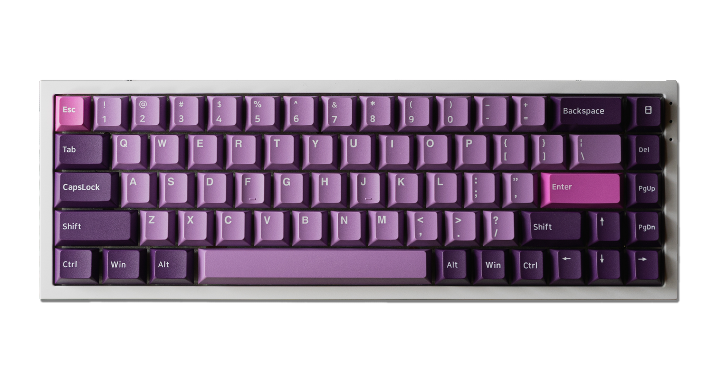 Purple PBT keycap set with octopus-themed legends, full keyboard layout