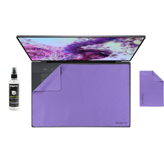 Laptop screen protector and keyboard cover kit, grape purple with cleaning spray bottle