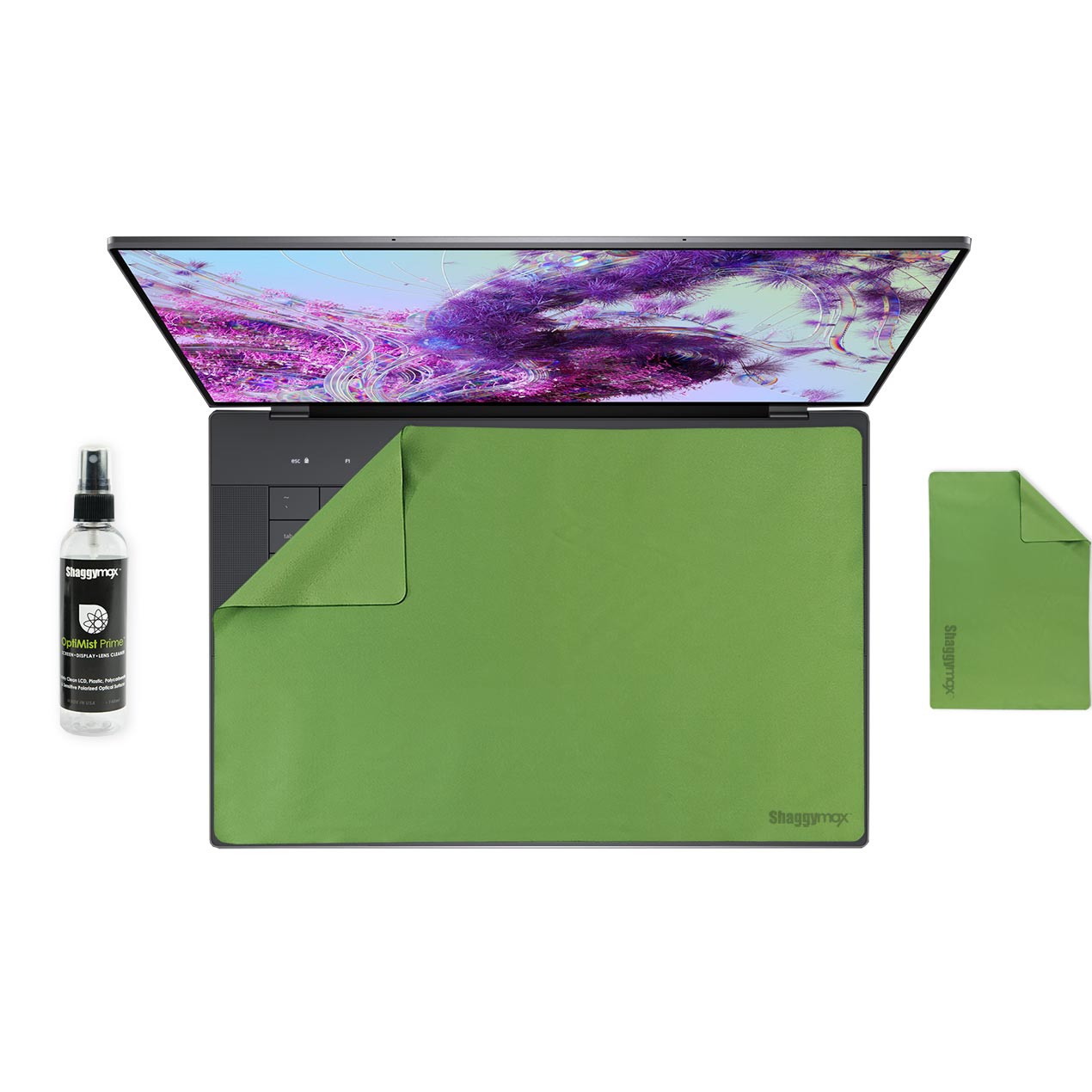 Laptop screen protector and keyboard cover kit, green protective cover with cleaning spray bottle