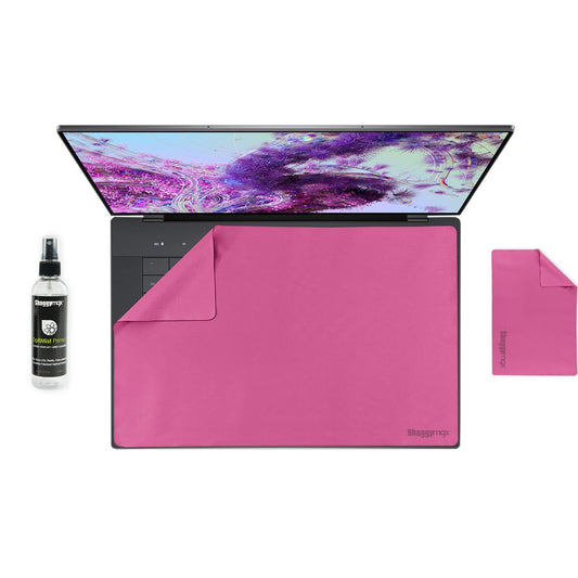 Laptop screen protector and keyboard cover kit, pink purple with cleaning spray bottle