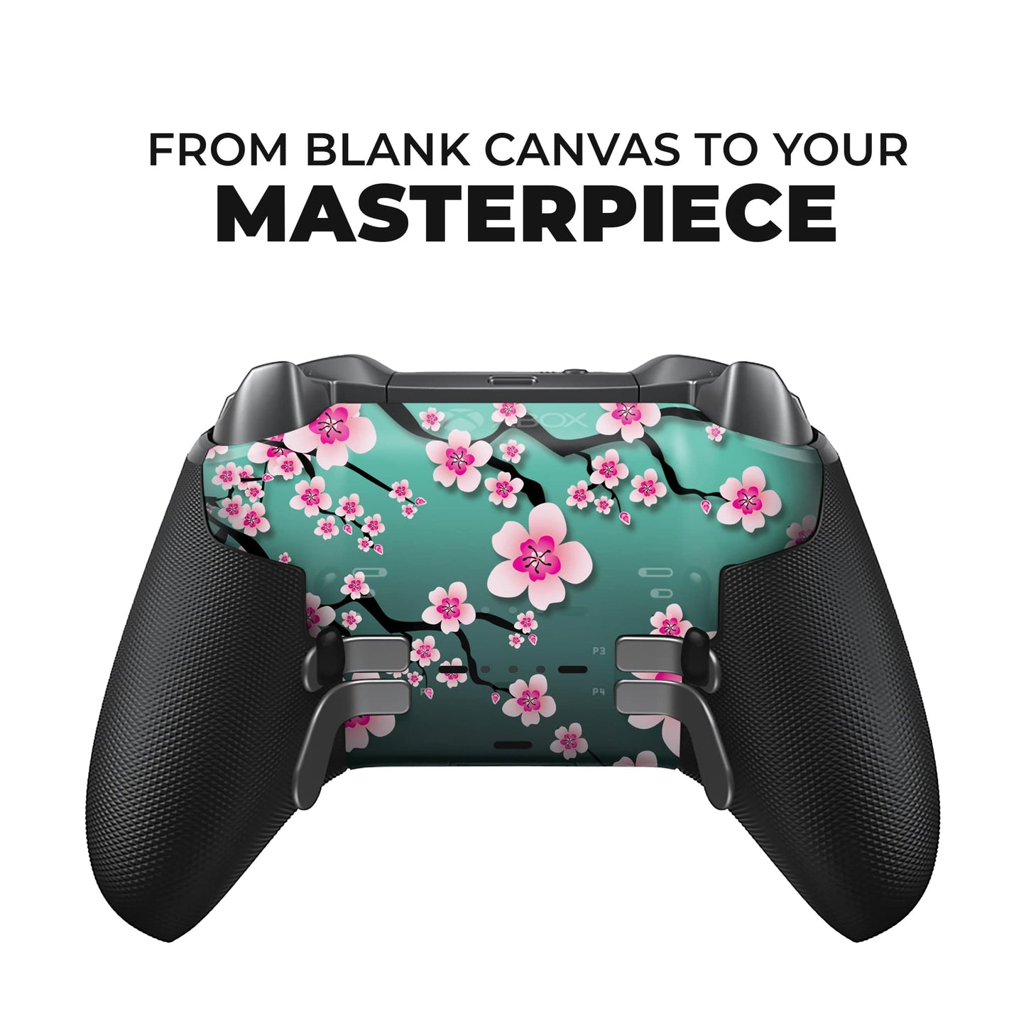 Xbox Elite Series 2 controller back with hydro-dipped cherry blossom floral design