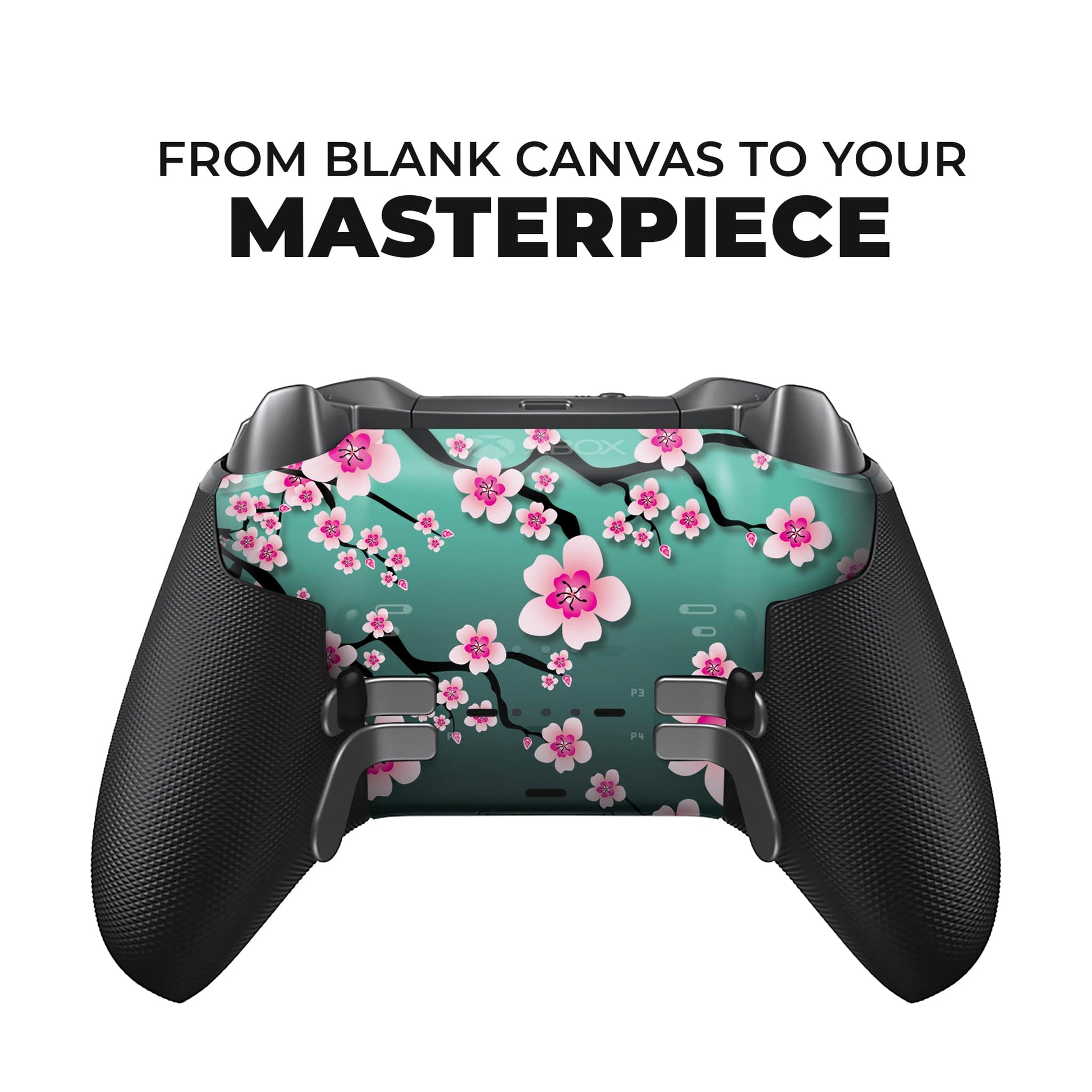 Xbox Elite Series 2 controller back with hydro-dipped cherry blossom floral design