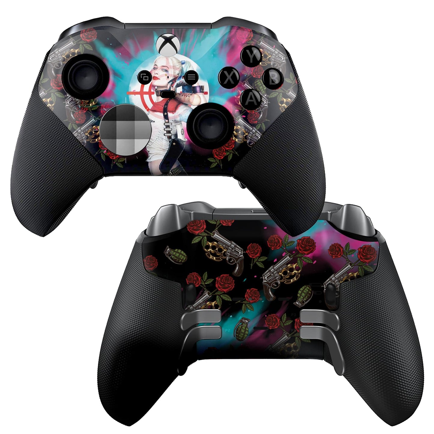 Xbox Elite Series 2 controller with hydro-dip front design, black textured grips