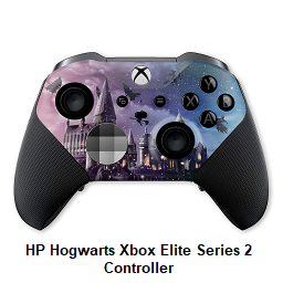 Xbox Elite Series 2 controller with purple-blue wizard castle hydro-dip, black textured grips
