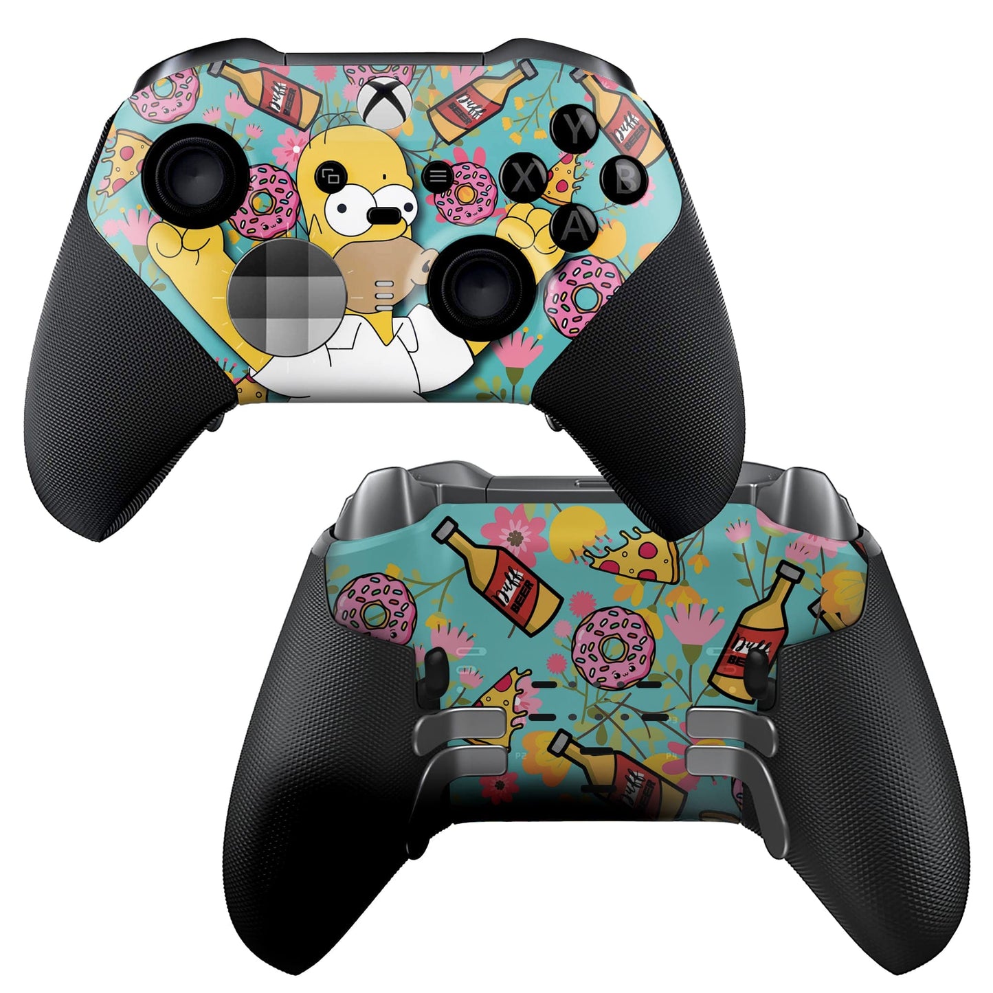 Xbox Elite Series 2 controller with colorful hydro-dip cartoon front and black textured grips