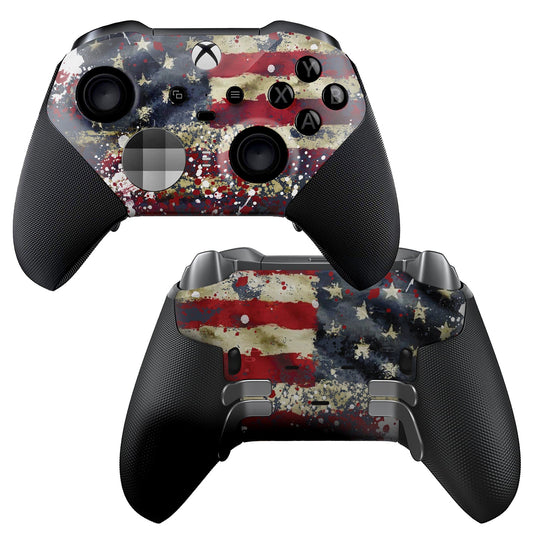 Xbox Elite Series 2 controller with USA tattered flag hydro-dip design