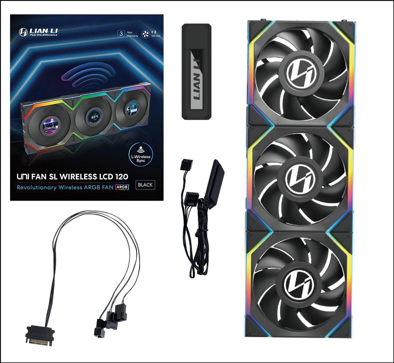Lian Li UNI Fan SL-LCD Wireless 120 - Triple Pack