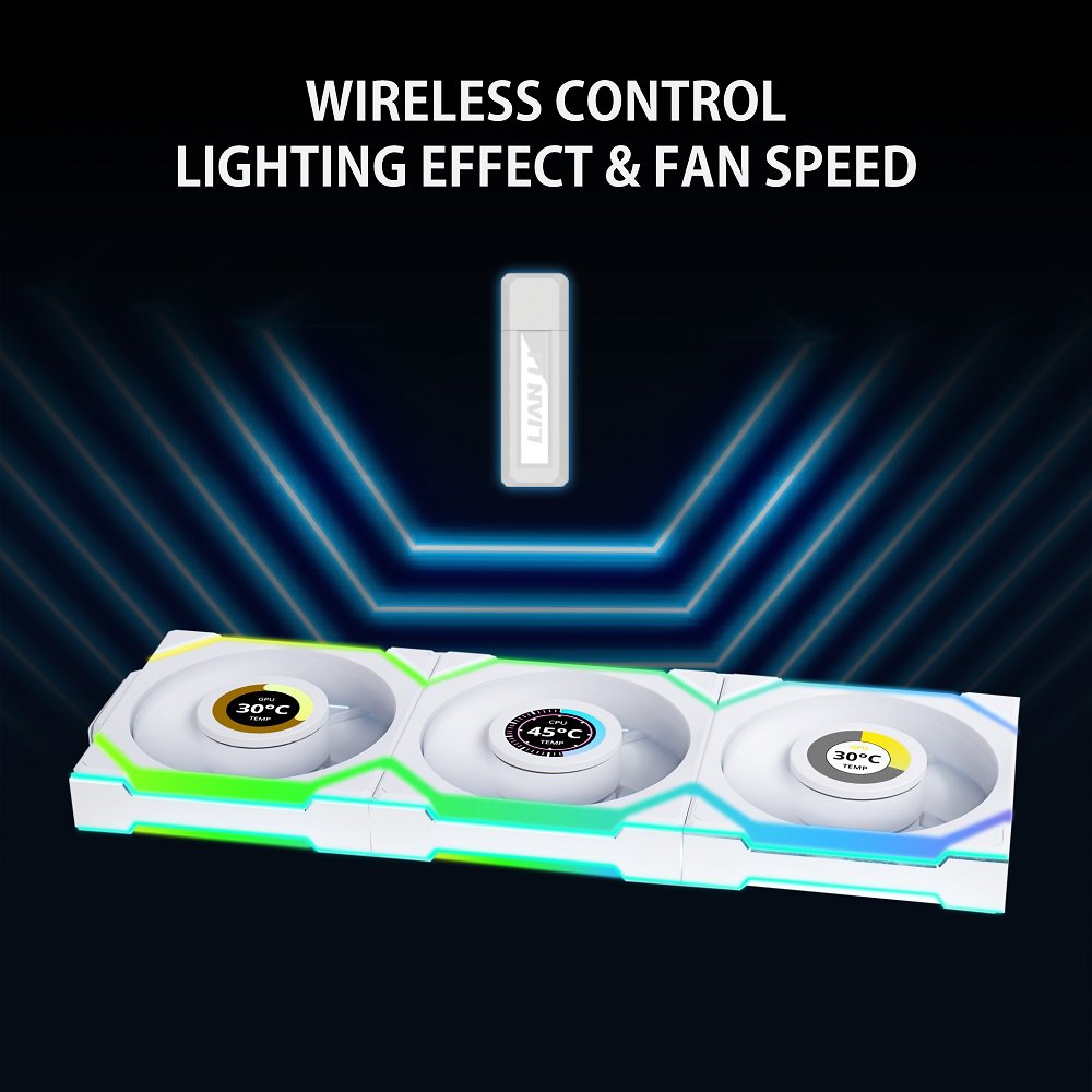 Lian Li UNI Fan SL-LCD Wireless 120-Triple Pack (White)