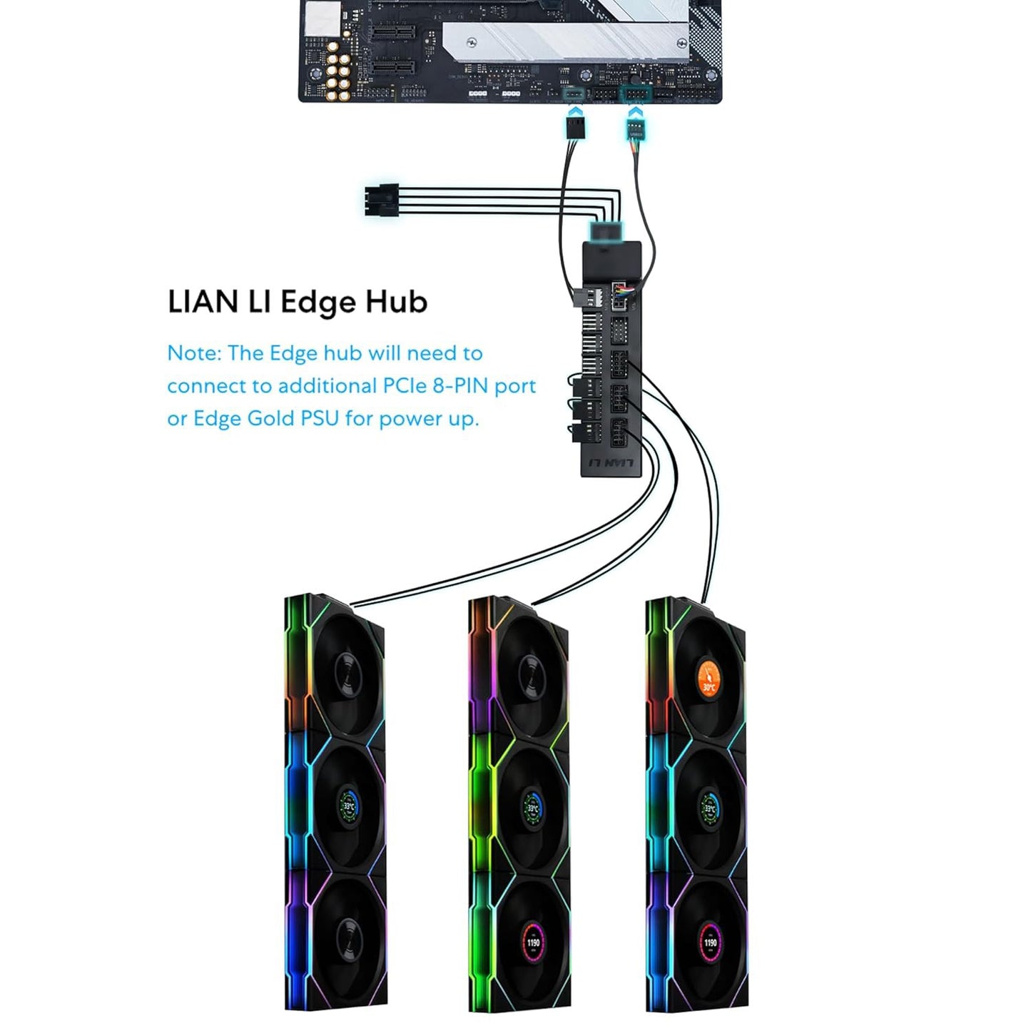 Lian Li UNI Fan TL 120 Wireless - Triple Pack (Reverse Blade)