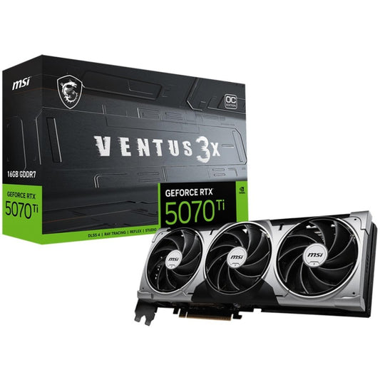 MSI GeForce RTX 5070 Ti graphics card with 3 black fans