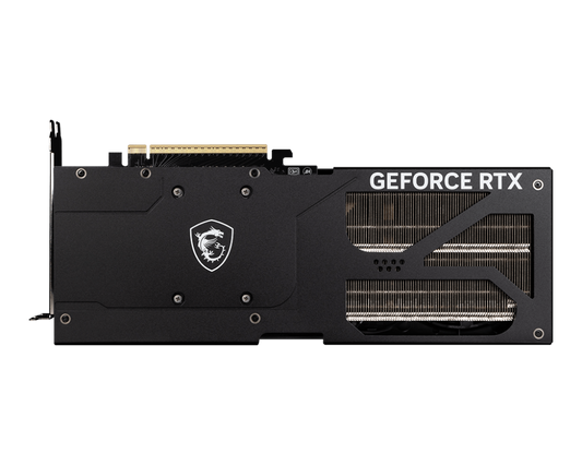 MSI GeForce RTX 5070 Ti graphics card rear with heatsink and ports