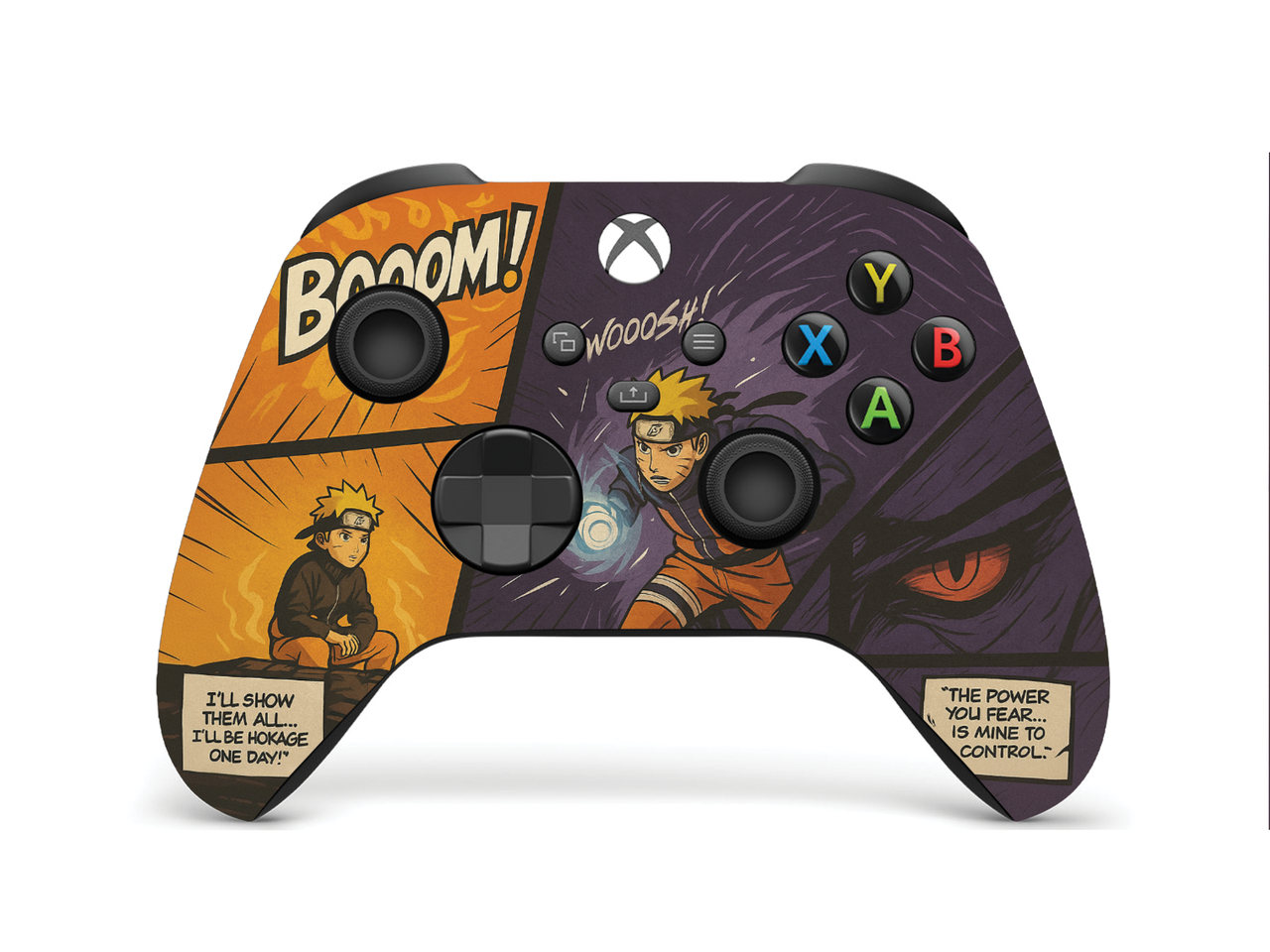 Xbox Series X/S controller with anime comic graphic and colored ABXY button accents