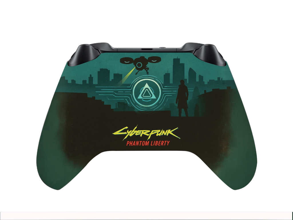 Xbox Series X/S controller back in green with circuit logo and gold title text