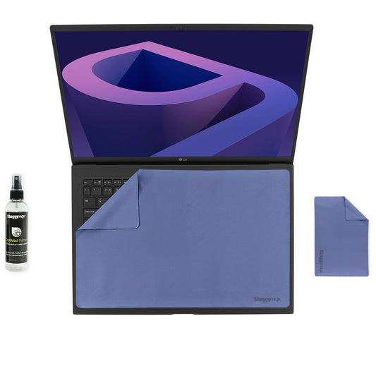 17-inch laptop screen and keyboard protector kit, blue cover, cleaning spray bottle