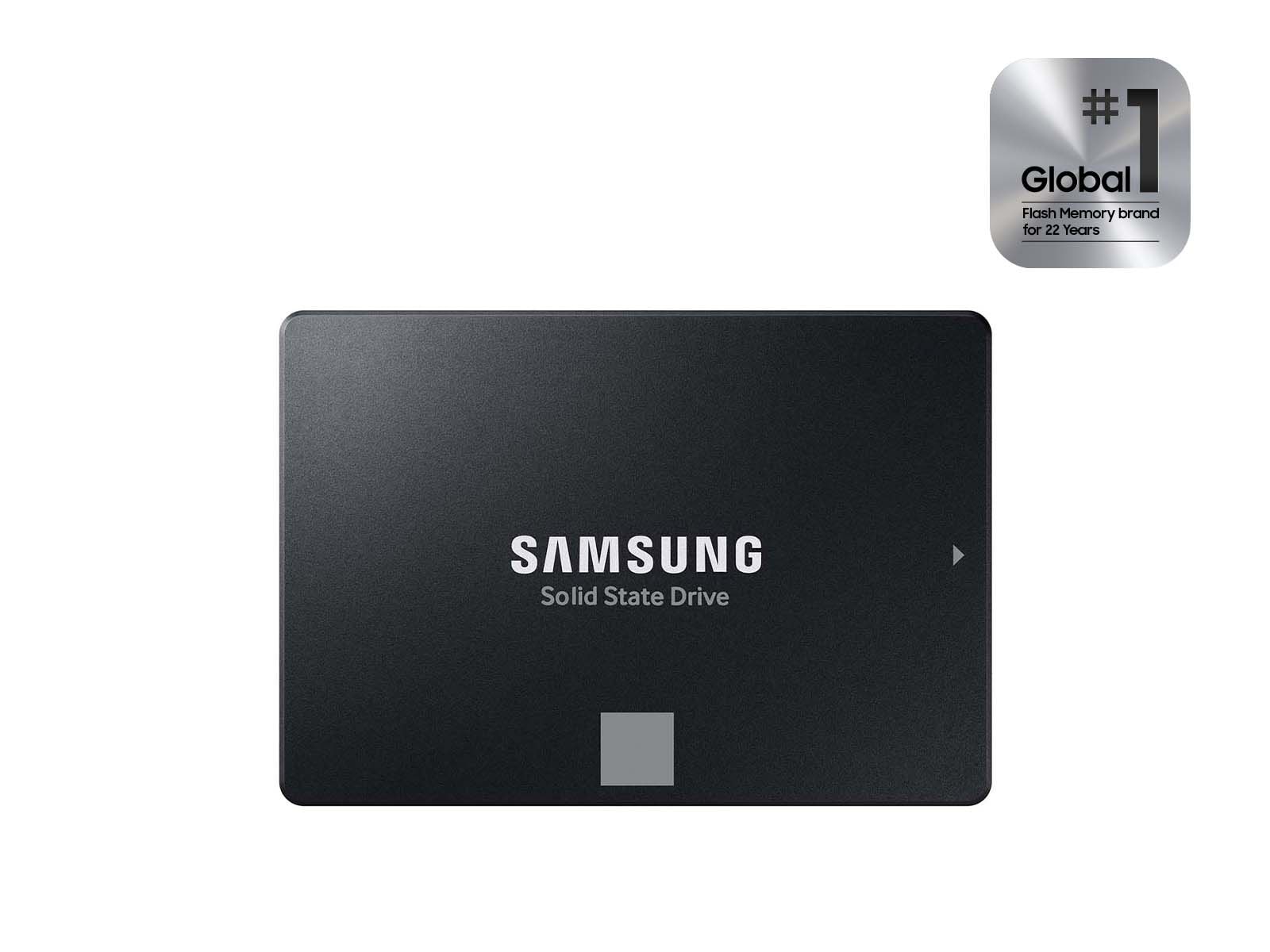2.5-inch SATA SSD with dark metal casing and SAMSUNG logo on front