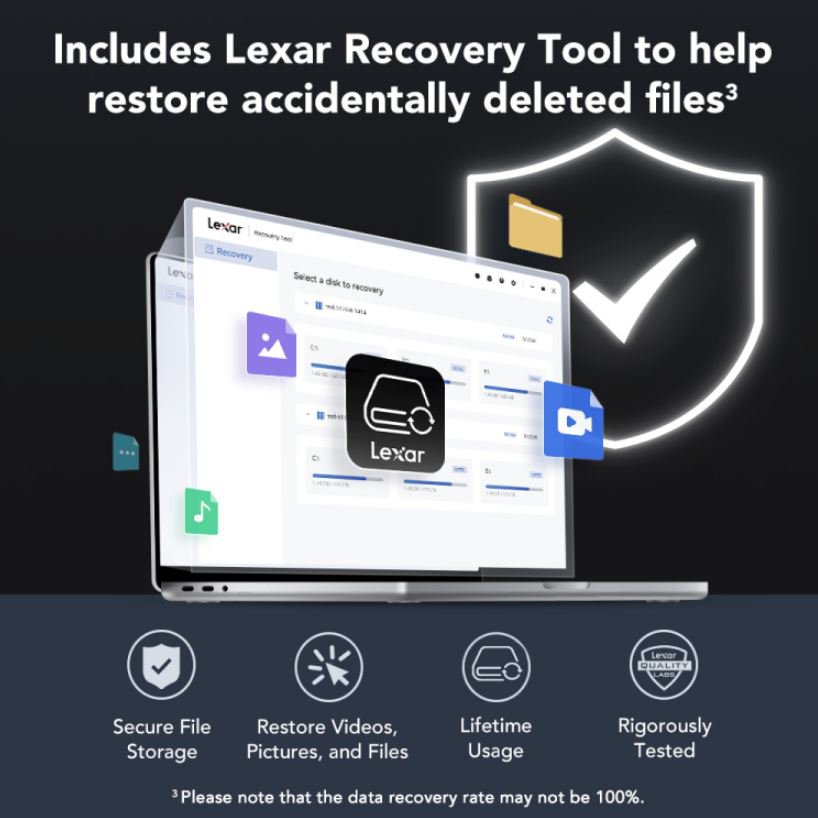 Lexar Recovery Tool promotional graphic for restoring deleted files