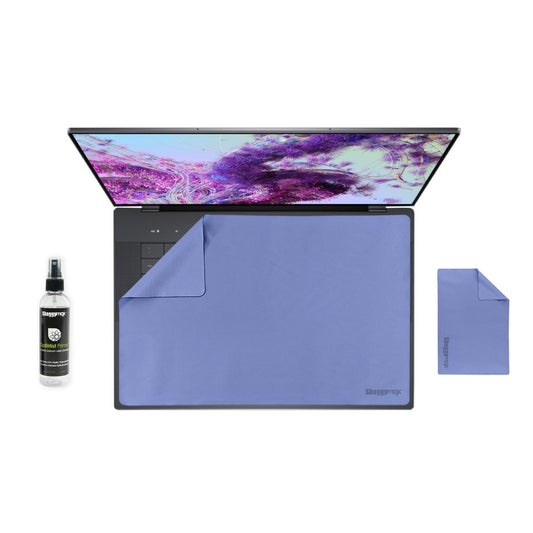 16-inch laptop screen protector kit with blue microfiber cover and cleaning spray