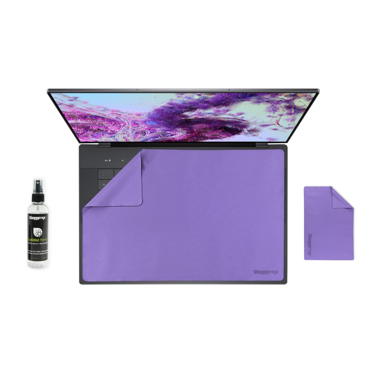 16-inch laptop screen protector kit with purple microfiber cover and cleaning spray