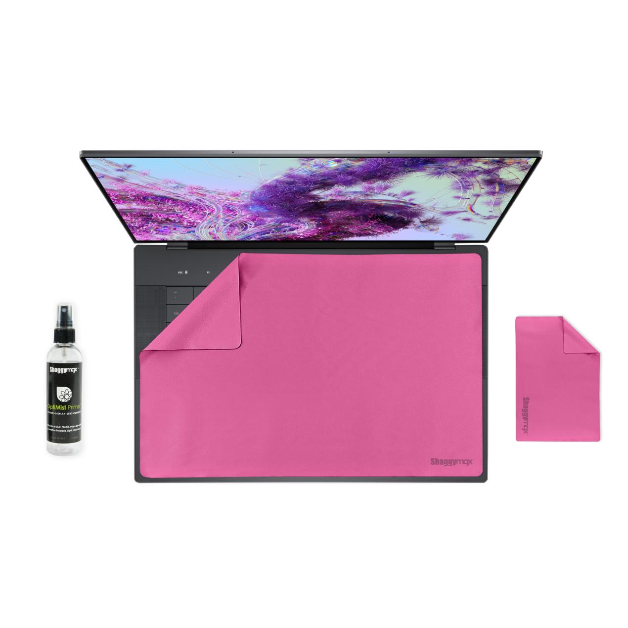 16-inch laptop screen protector kit with pink microfiber cover and cleaning spray