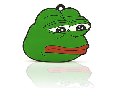 Pepe the Frog USB 3.1 flash drive with keychain loop, green frog head charm.