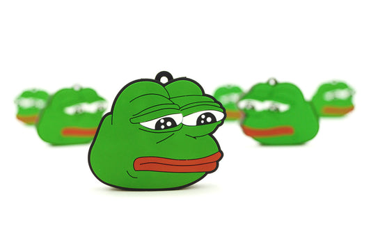 Pepe the Frog USB 3.1 flash drive, green frog head charm with keychain loop.