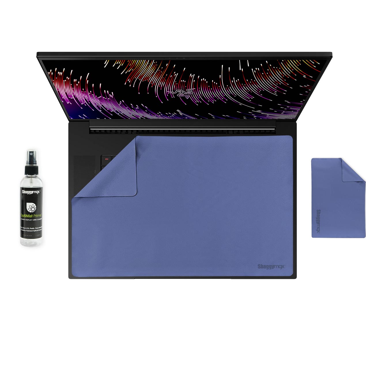 Laptop keyboard & screen protector kit, azure-blue cover and cleaning spray