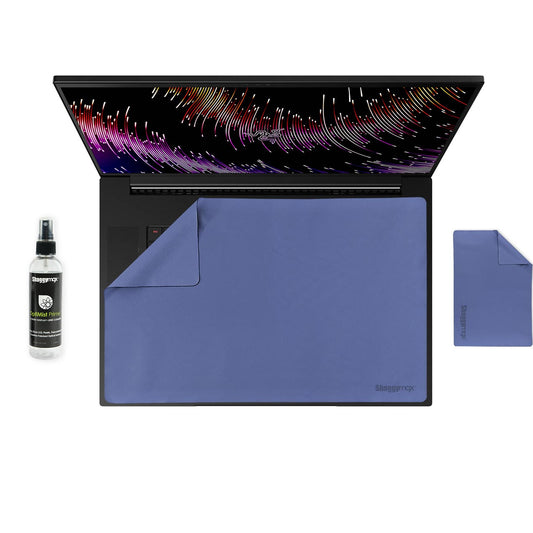 Laptop keyboard & screen protector kit, azure-blue cover and cleaning spray
