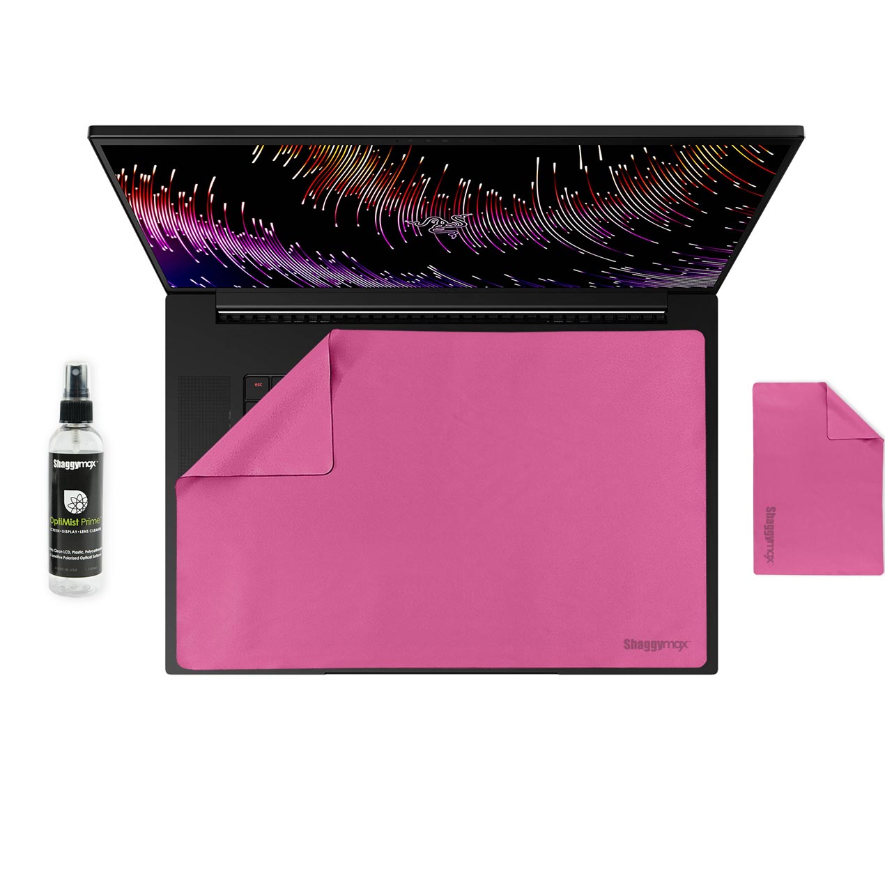 Laptop keyboard & screen protector kit, pink cover and cleaning spray
