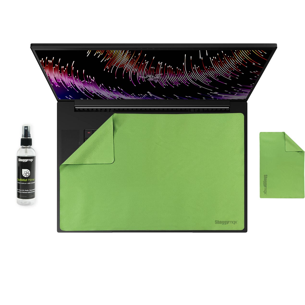 Laptop keyboard & screen protector kit, green cover and cleaning spray