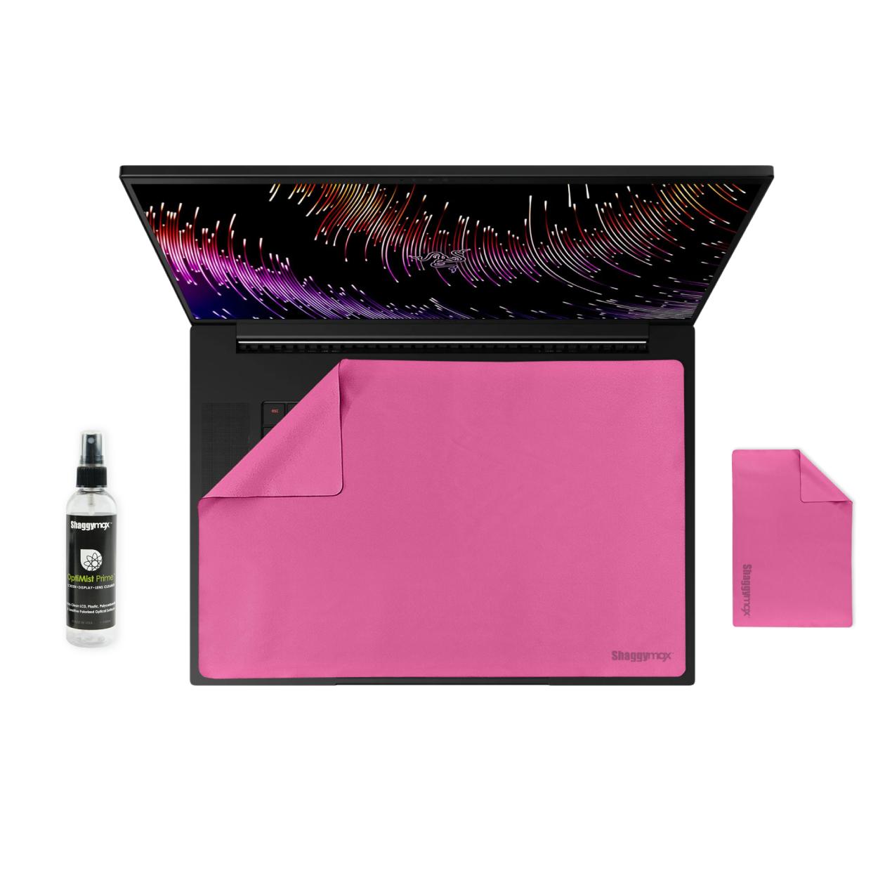 17.3-inch laptop screen protector and keyboard cover set, pink microfiber kit