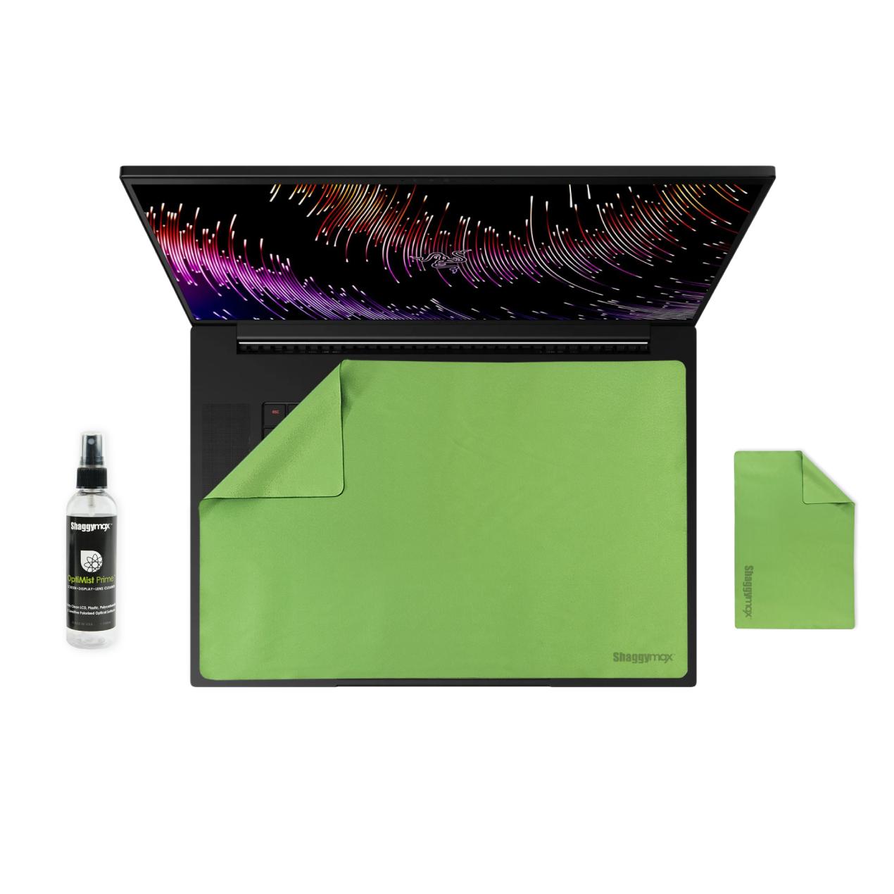 17.3-inch laptop screen protector and keyboard cover set, green microfiber kit