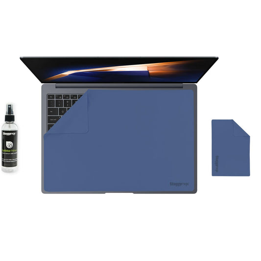 Laptop screen protector and keyboard cover kit with cleaning spray, blue