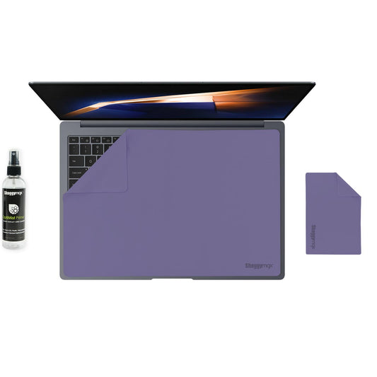 Laptop screen protector and keyboard cover kit with cleaning spray, purple