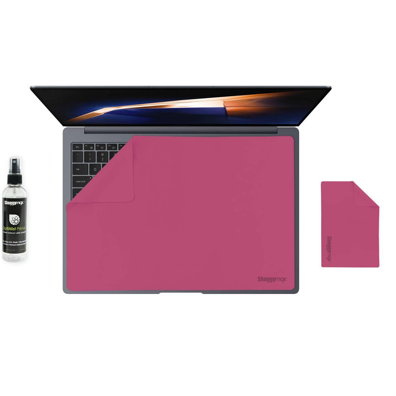 Laptop screen protector and keyboard cover kit with cleaning spray, pink