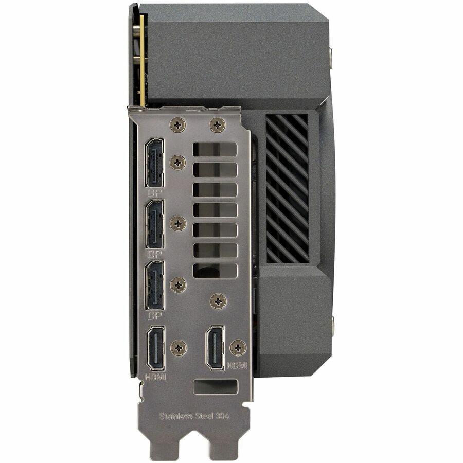 TUF Gaming graphics card rear I/O panel with HDMI and DisplayPort ports