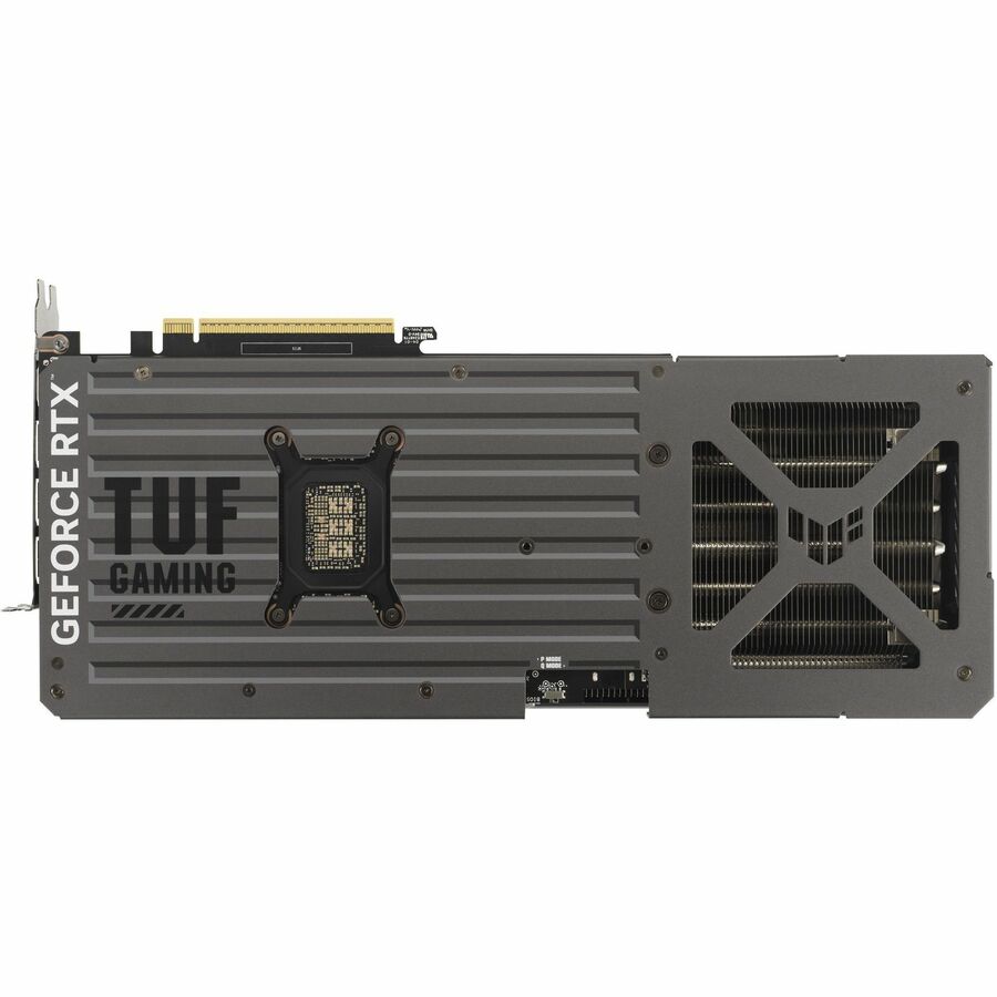 TUF Gaming graphics card backplate with vented heatsink and PCIe edge connector