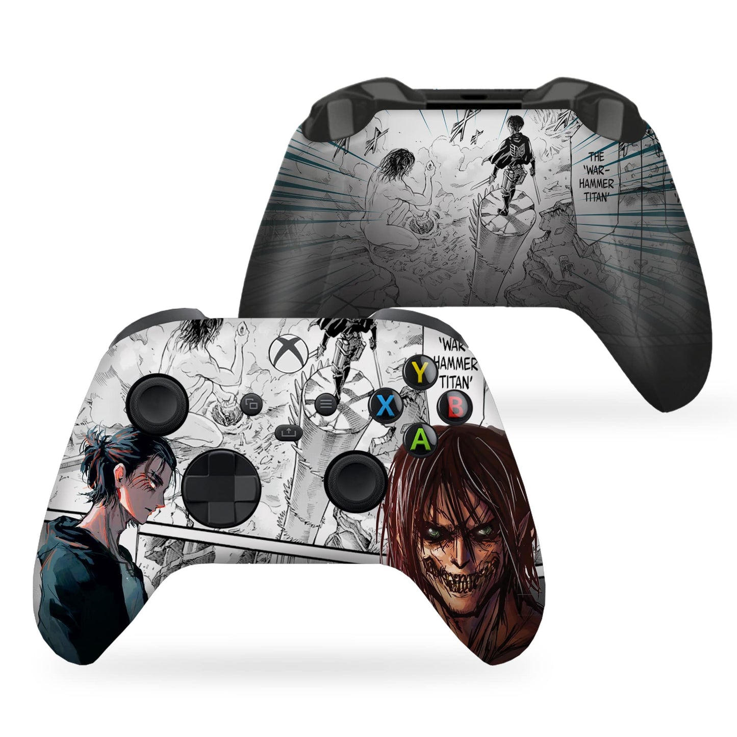 Xbox Series X/S controller with extended anime back graphic, black thumbsticks and triggers