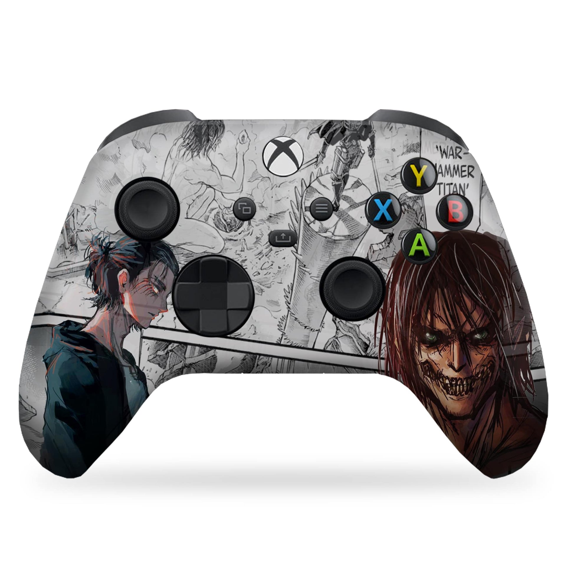 Xbox Series X/S controller with anime face graphic, black thumbsticks and D-pad