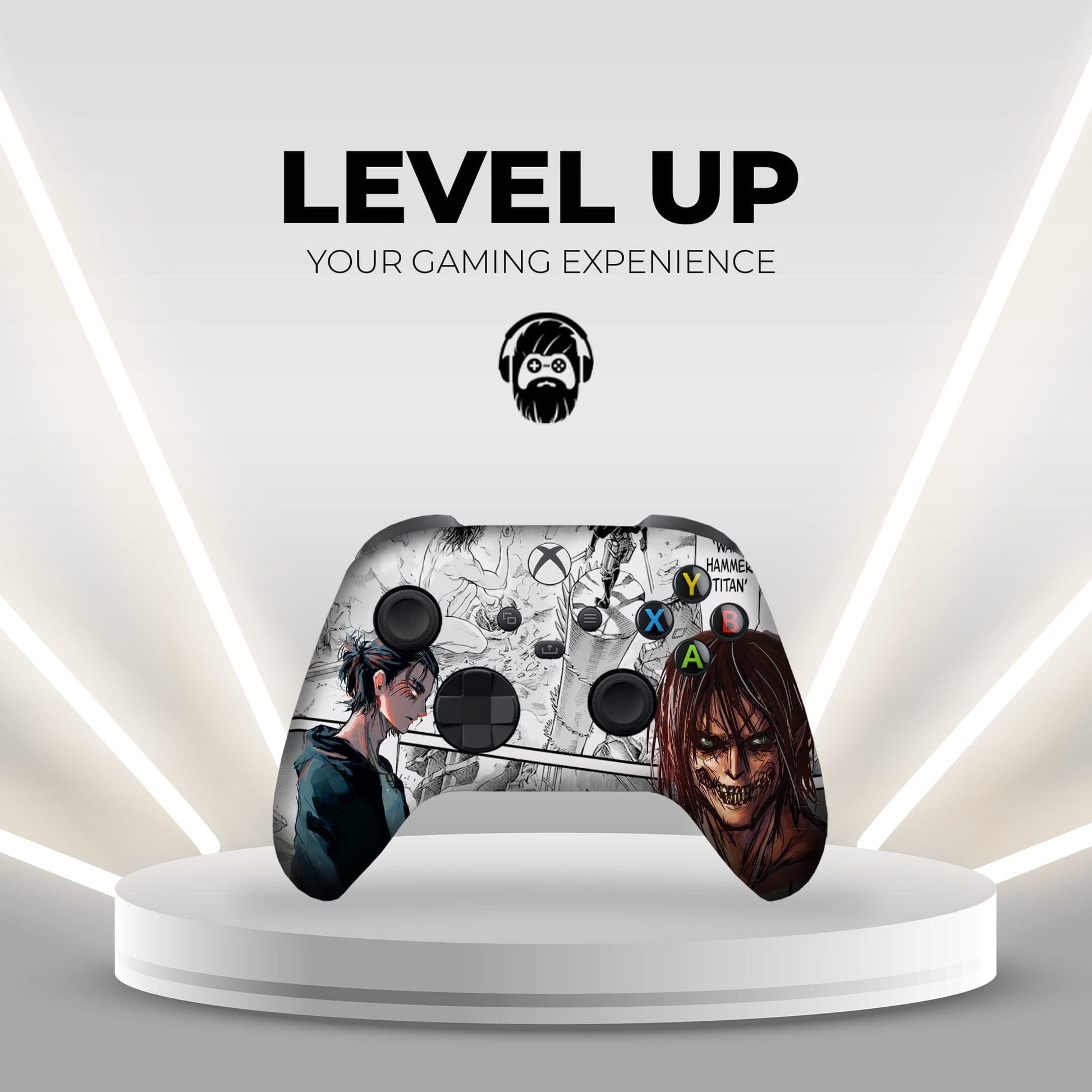 Xbox Series X/S controller with anime artwork, black thumbsticks and face buttons