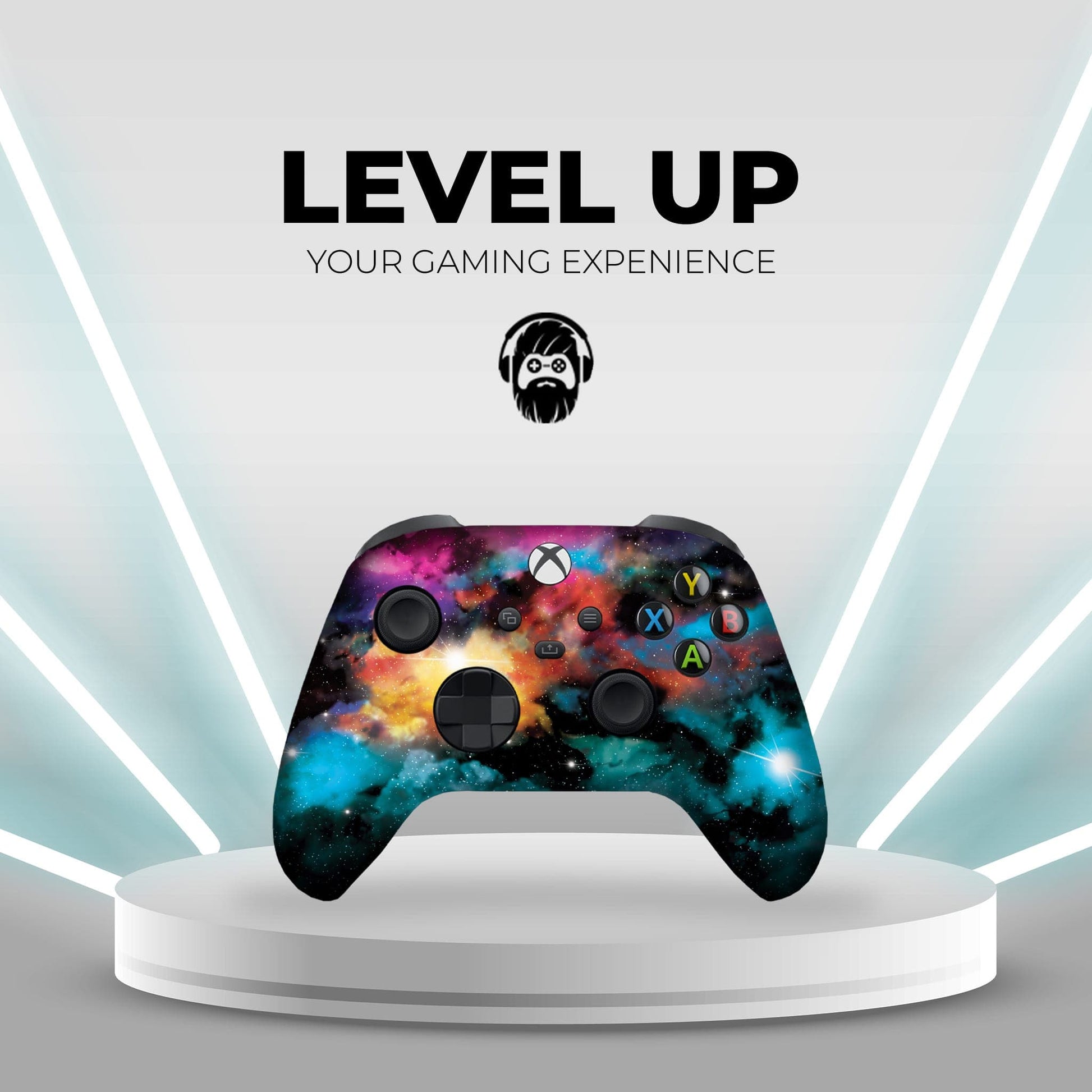 Xbox Elite Series 2 controller with galaxy hydro-dip face and black grips