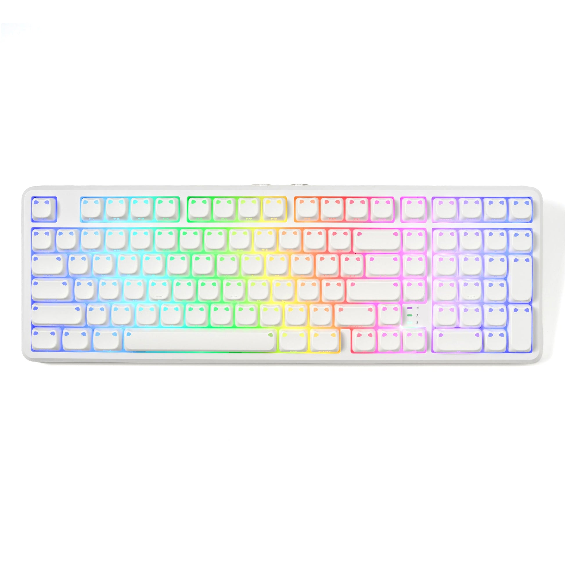 White wireless RGB 96% mechanical keyboard with multicolor rainbow backlight