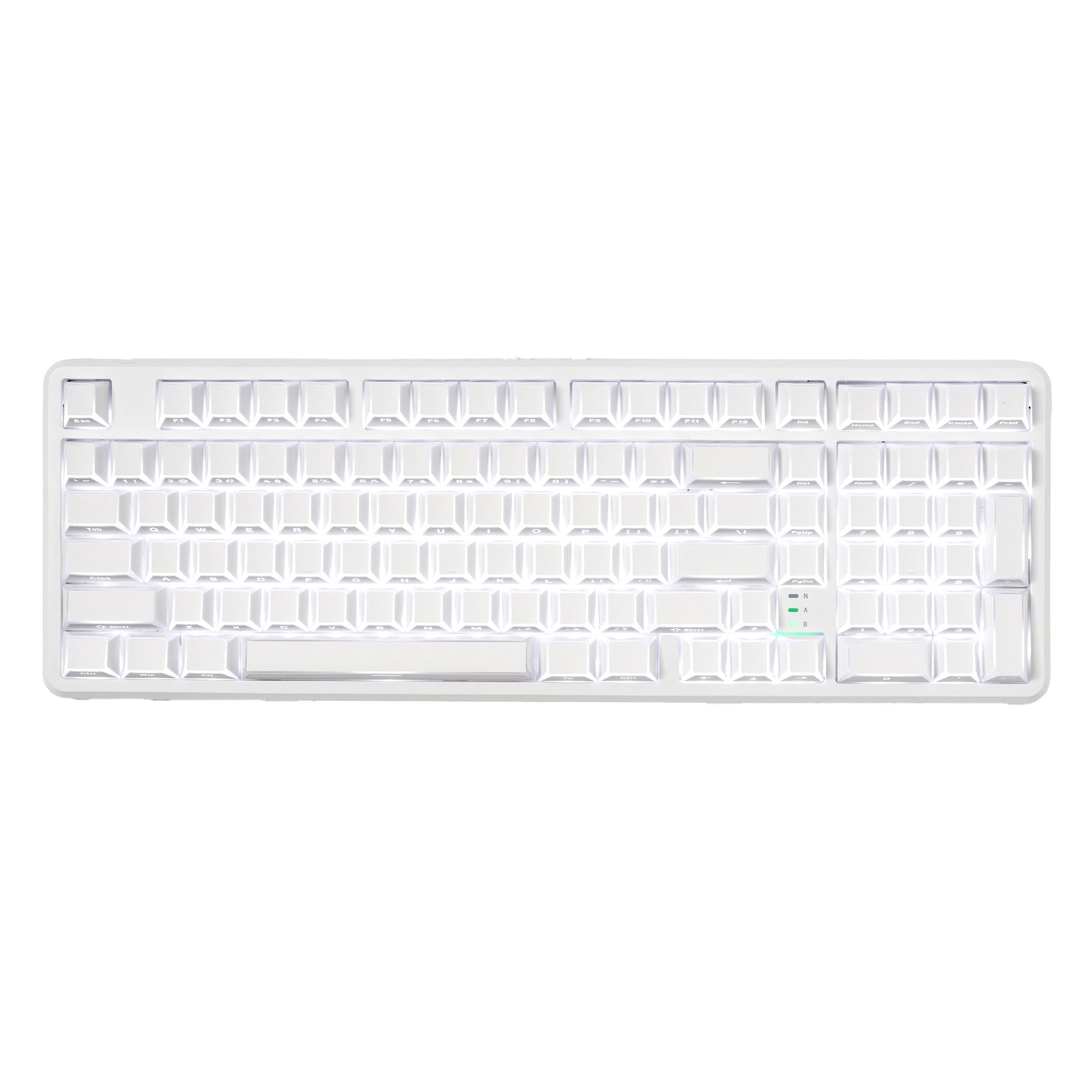 Wireless mechanical keyboard with white keycaps, keys only, no visible RGB lighting